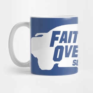 colon cancer Awareness blue ribbon faith over fear survivor Mug